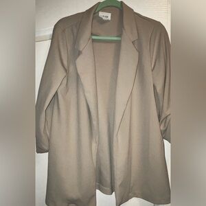 Andree By Unit Tan Blazer | Classic Open Front Layering Jacket | Size L
